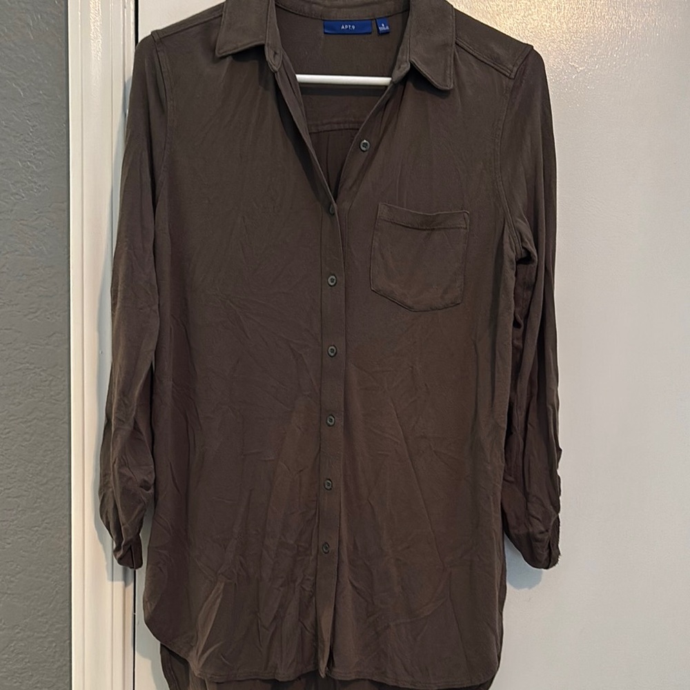 Apt. 9 Green Long Sleeve Blouse